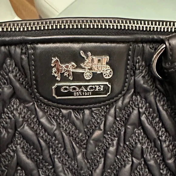 Coach Black Quilted Satchel with Braided Detail - Picture 7 of 16